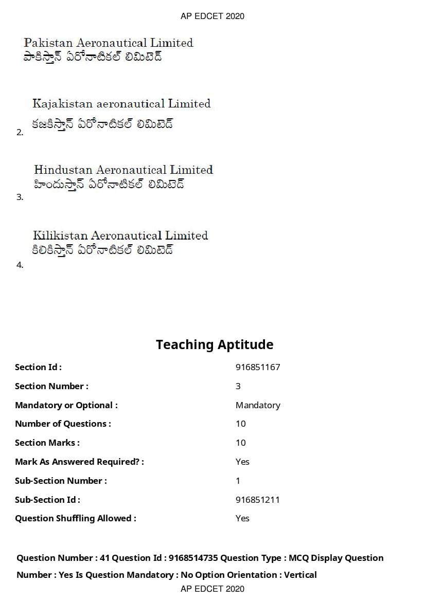 AP EdCET 2020 Question Paper PDF with Answer Keys (1 October)