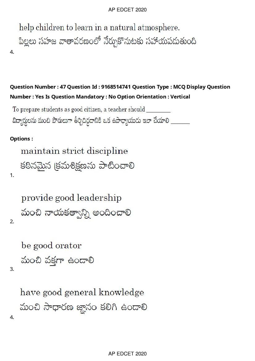 AP EdCET 2020 Question Paper PDF with Answer Keys (1 October)