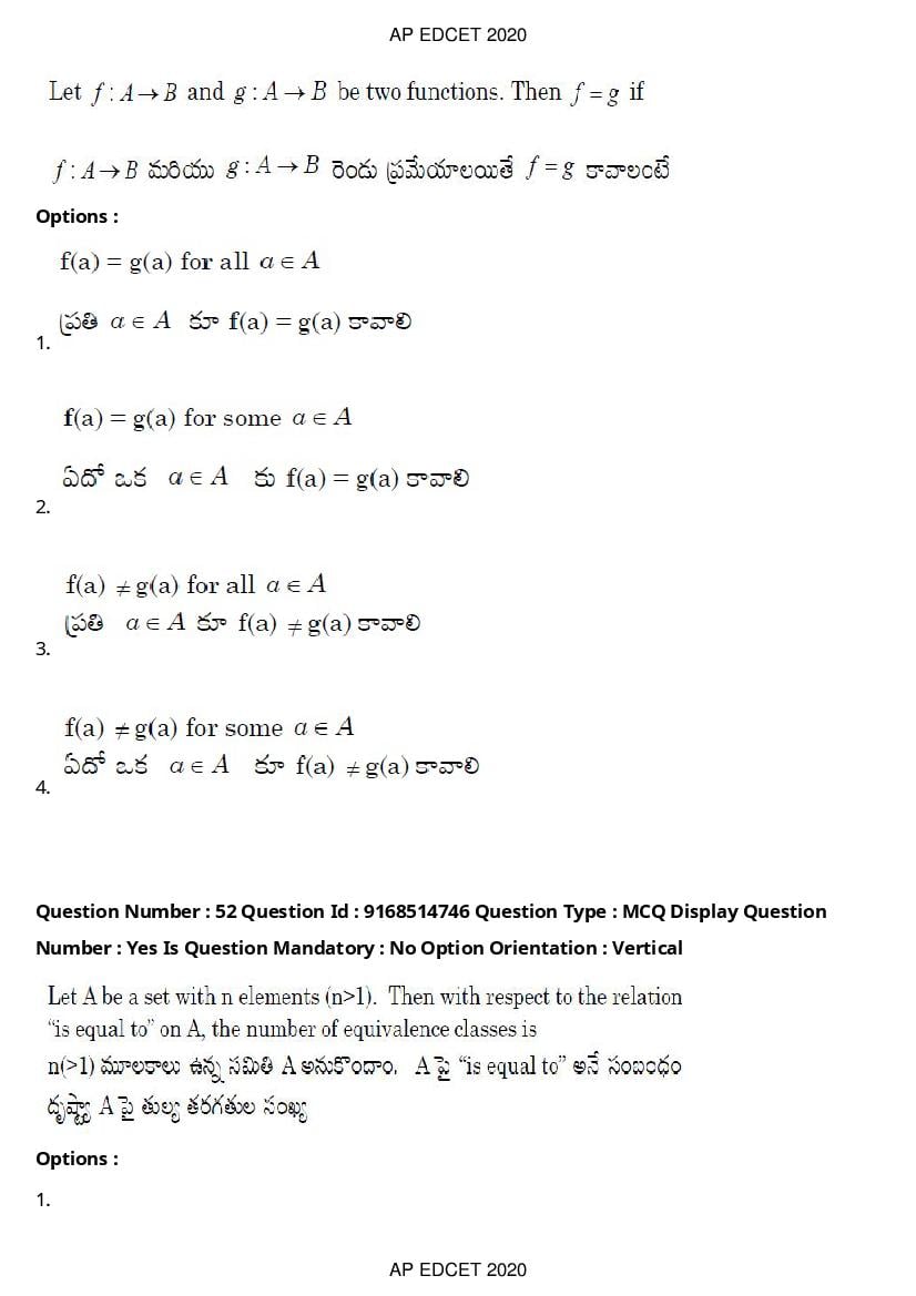 AP EdCET 2020 Question Paper PDF with Answer Keys (1 October)