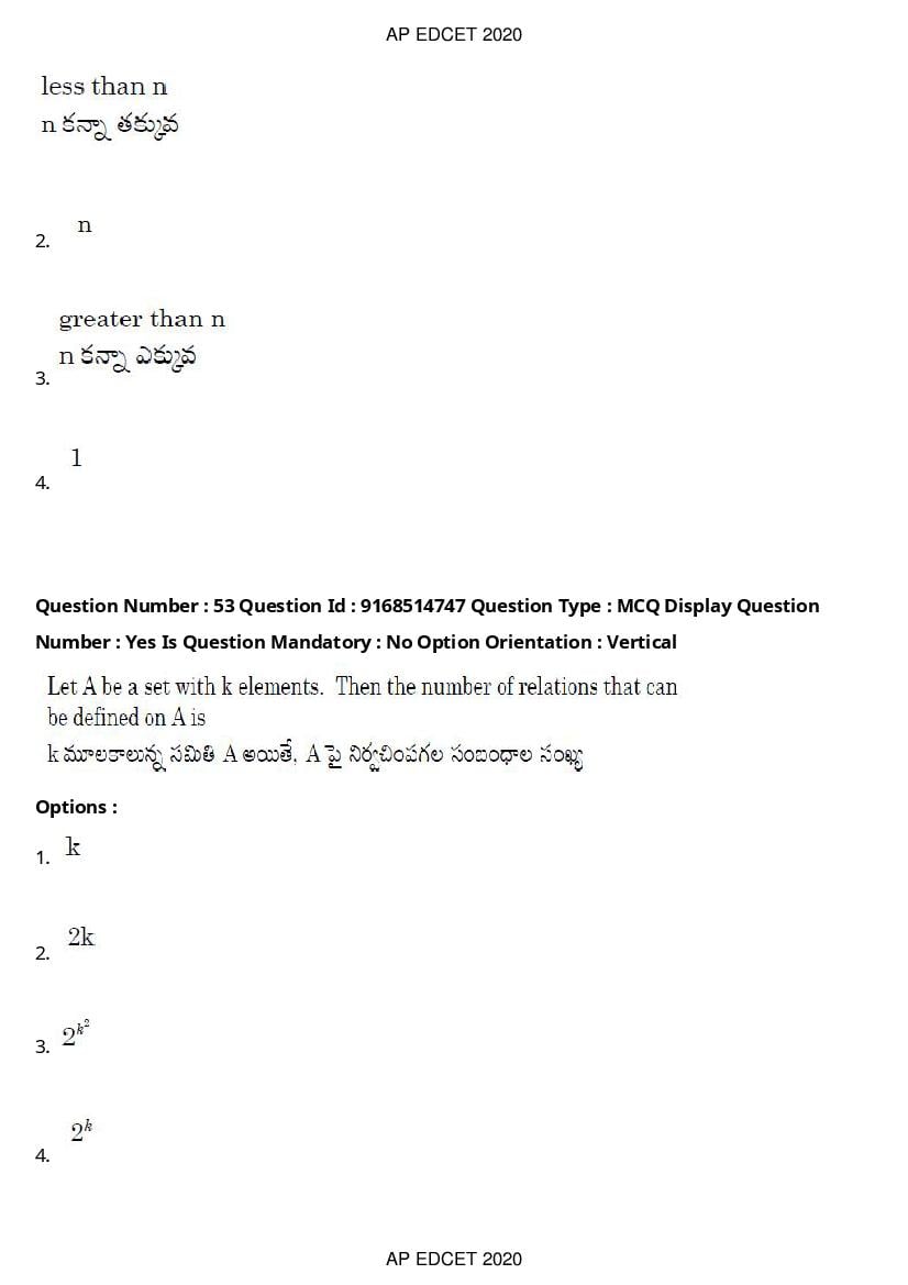 AP EdCET 2020 Question Paper PDF with Answer Keys (1 October)