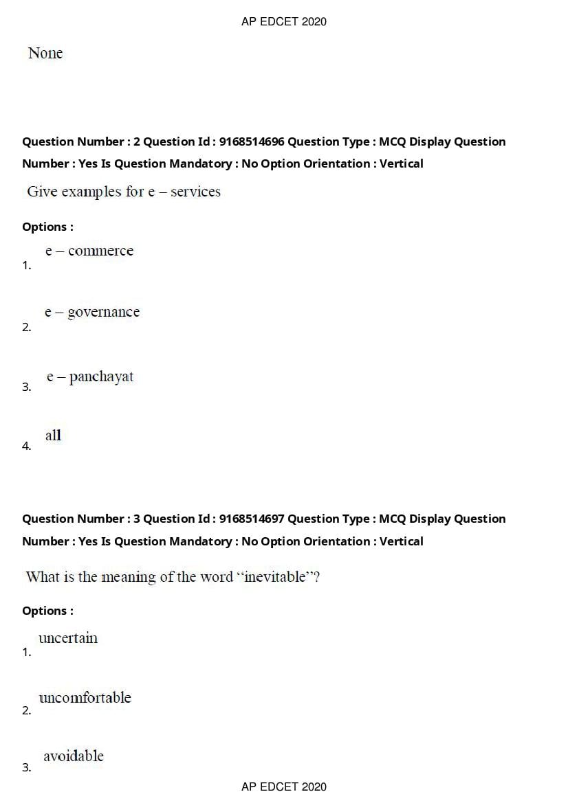 AP EdCET 2020 Question Paper PDF with Answer Keys (1 October)