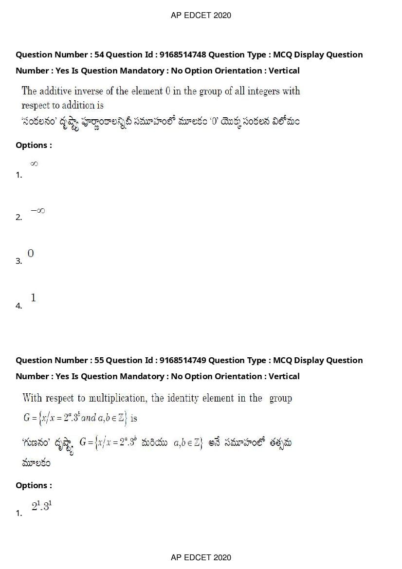 AP EdCET 2020 Question Paper PDF with Answer Keys (1 October)