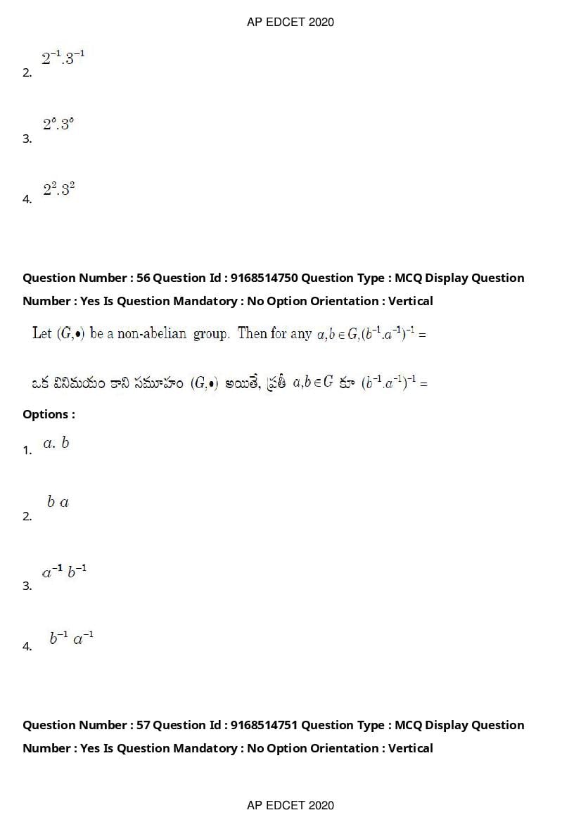 AP EdCET 2020 Question Paper PDF with Answer Keys (1 October)