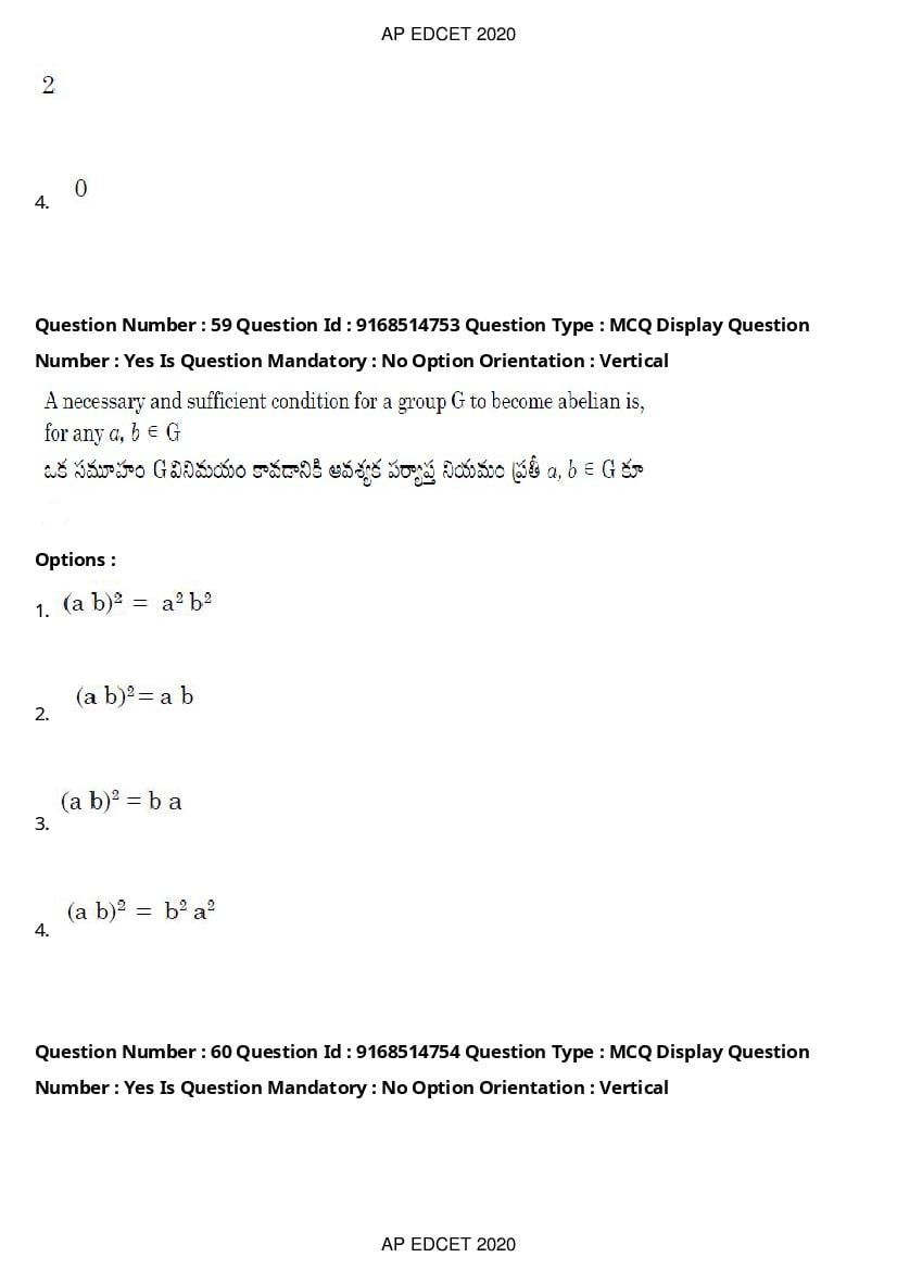 AP EdCET 2020 Question Paper PDF with Answer Keys (1 October)