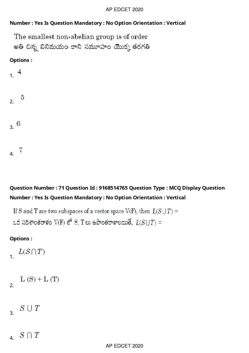 AP EdCET 2020 Question Paper PDF with Answer Keys (1 October)