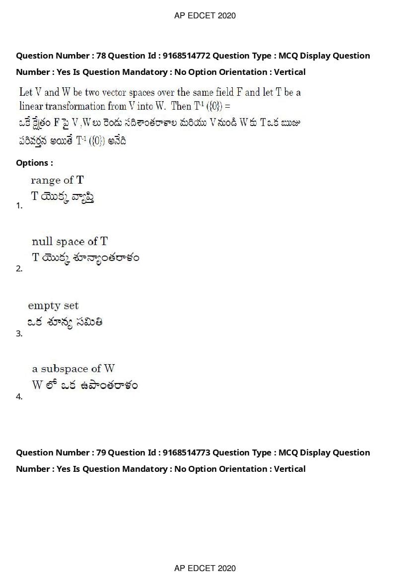 AP EdCET 2020 Question Paper PDF with Answer Keys (1 October)