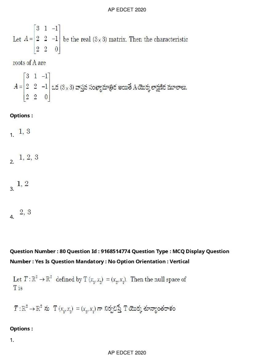 AP EdCET 2020 Question Paper PDF with Answer Keys (1 October)