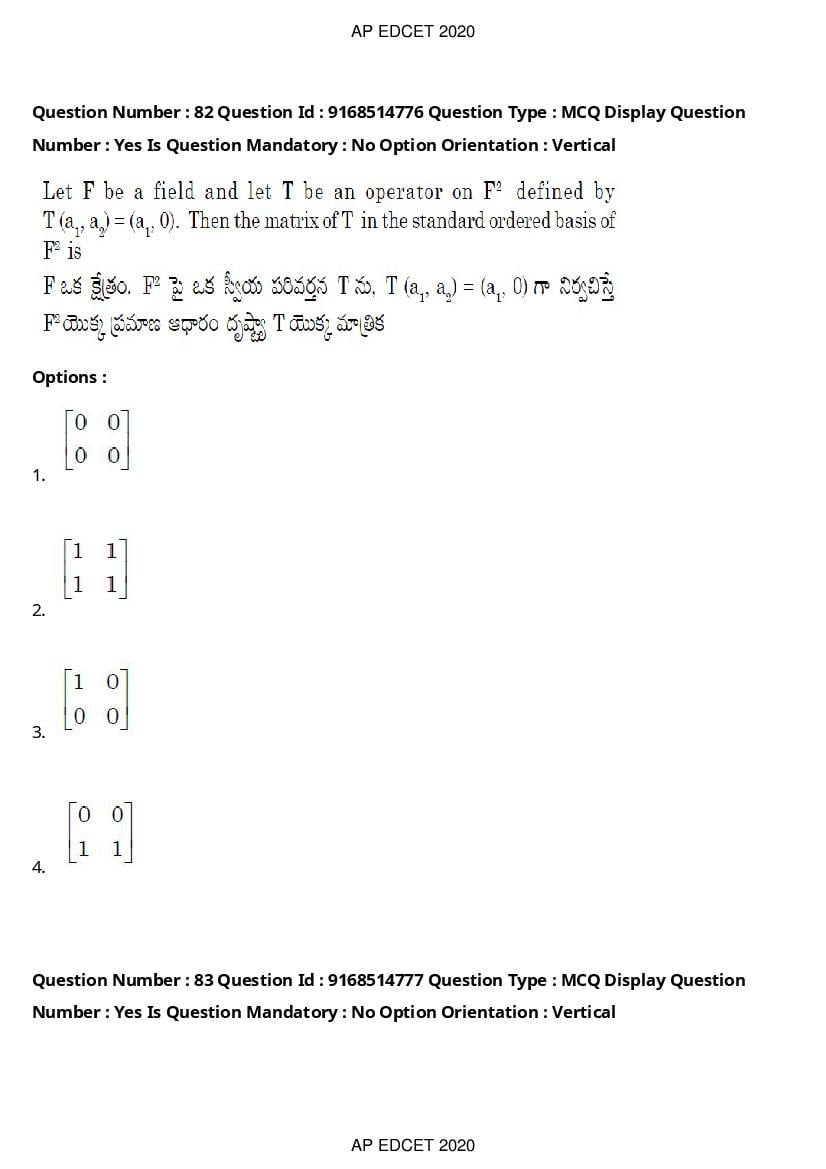 AP EdCET 2020 Question Paper PDF with Answer Keys (1 October)