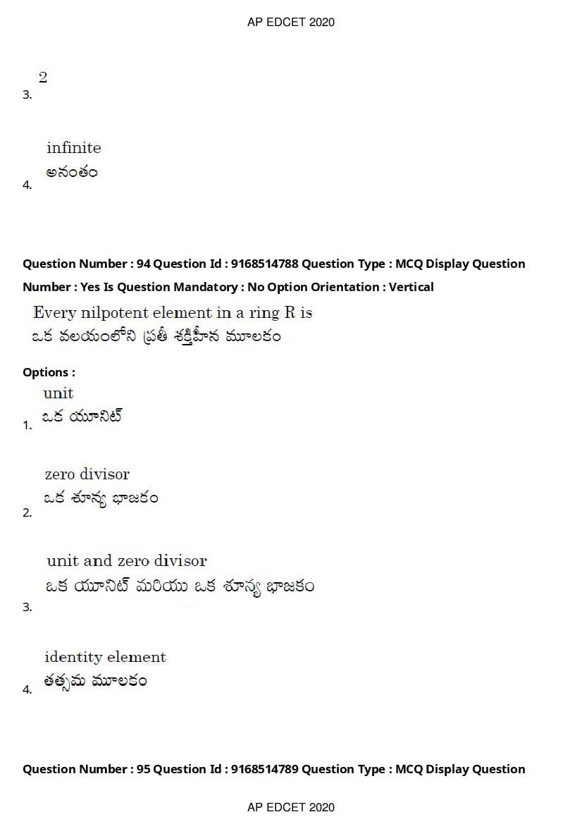 AP EdCET 2020 Question Paper PDF with Answer Keys (1 October)