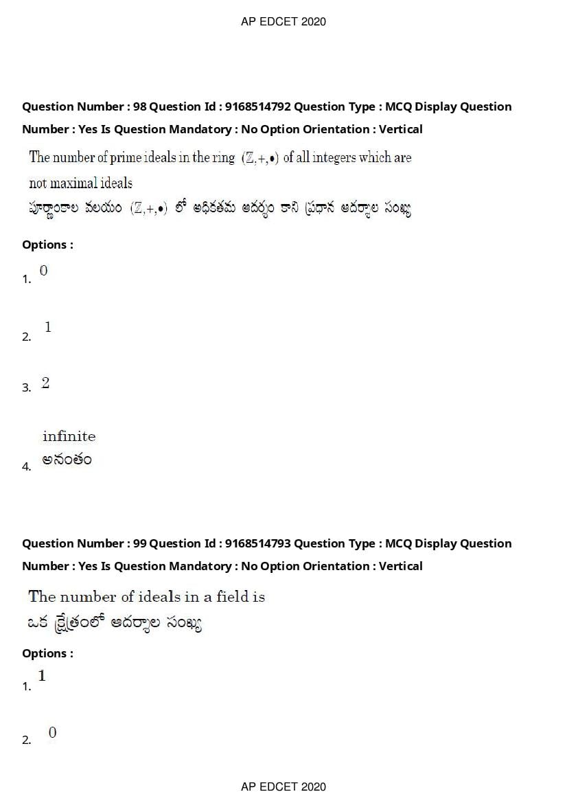 AP EdCET 2020 Question Paper PDF with Answer Keys (1 October)