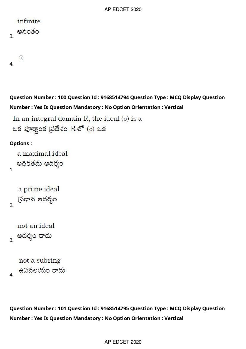 AP EdCET 2020 Question Paper PDF with Answer Keys (1 October)