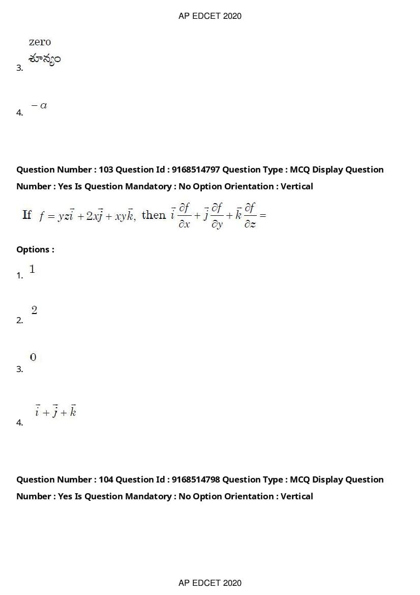 AP EdCET 2020 Question Paper PDF with Answer Keys (1 October)