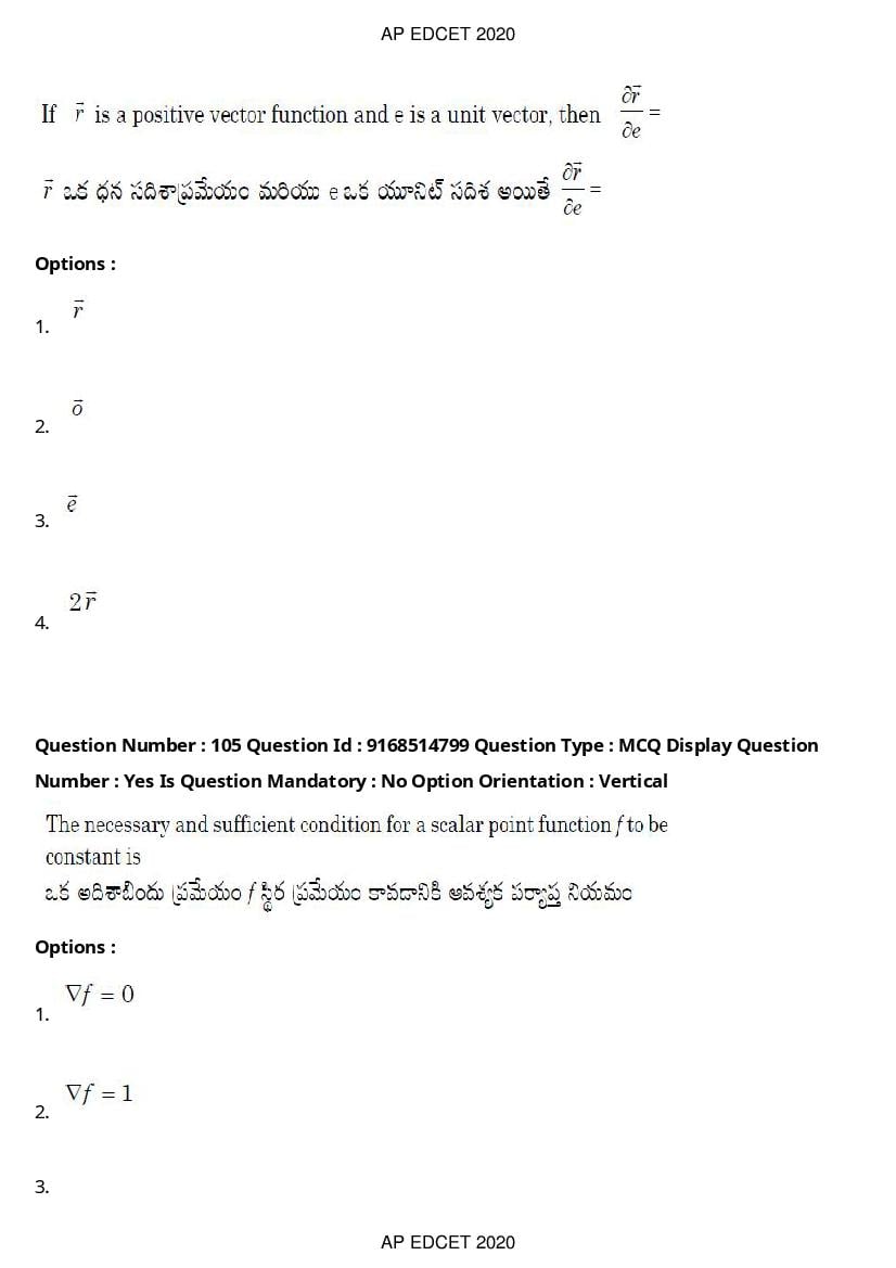 AP EdCET 2020 Question Paper PDF with Answer Keys (1 October)