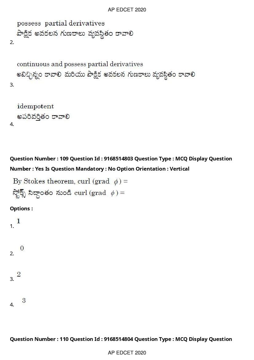 AP EdCET 2020 Question Paper PDF with Answer Keys (1 October)