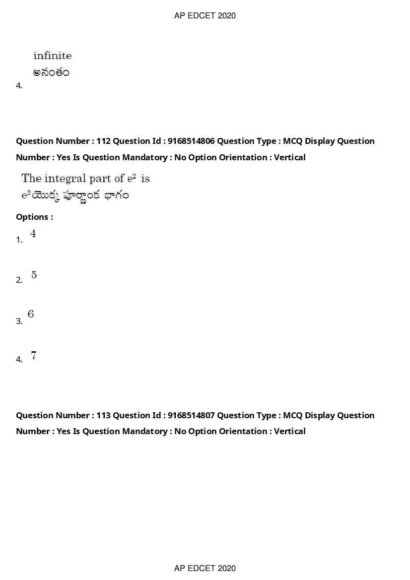AP EdCET 2020 Question Paper PDF with Answer Keys (1 October)