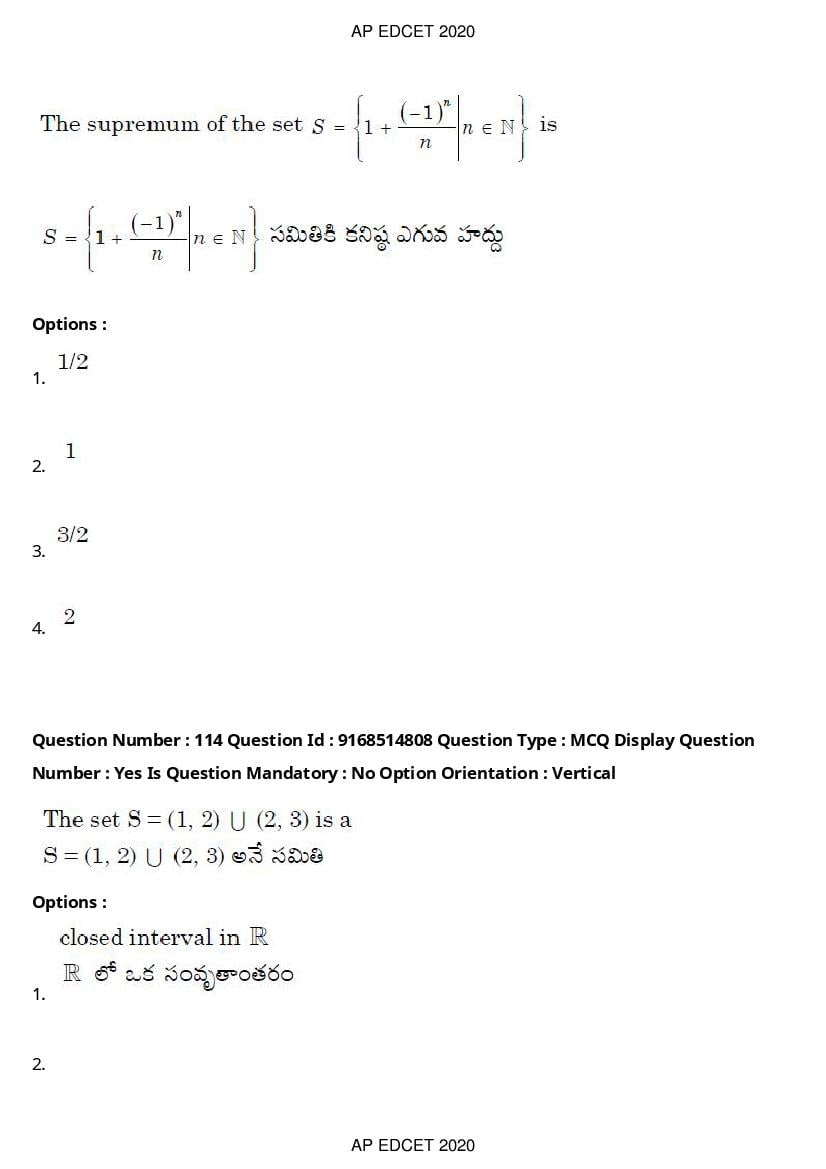 AP EdCET 2020 Question Paper PDF with Answer Keys (1 October)