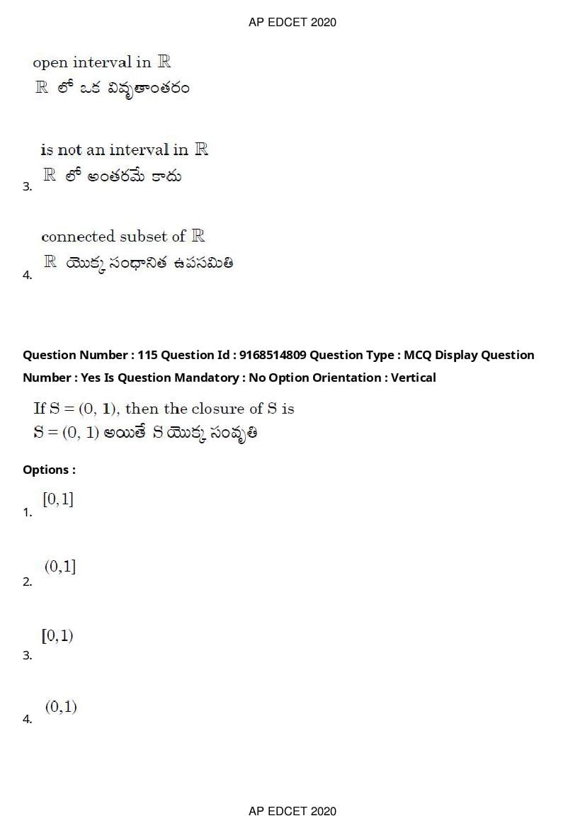 AP EdCET 2020 Question Paper PDF with Answer Keys (1 October)