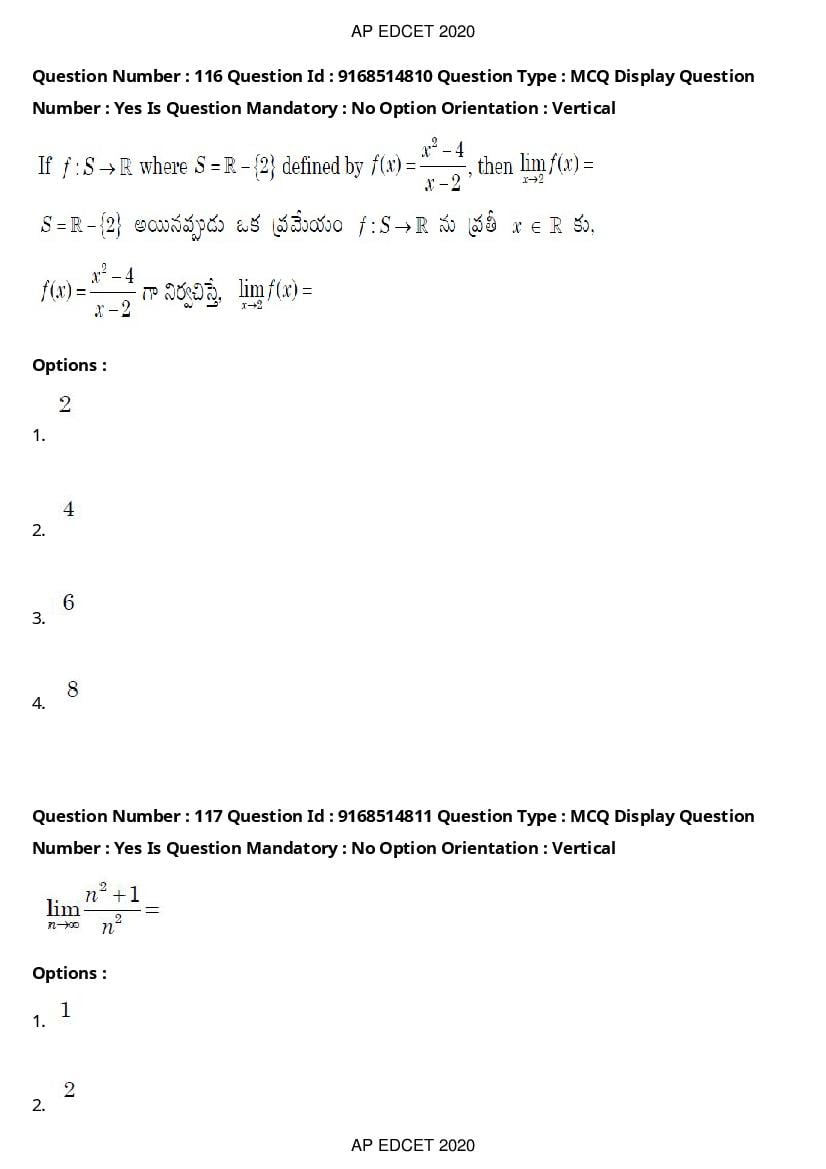 AP EdCET 2020 Question Paper PDF with Answer Keys (1 October)