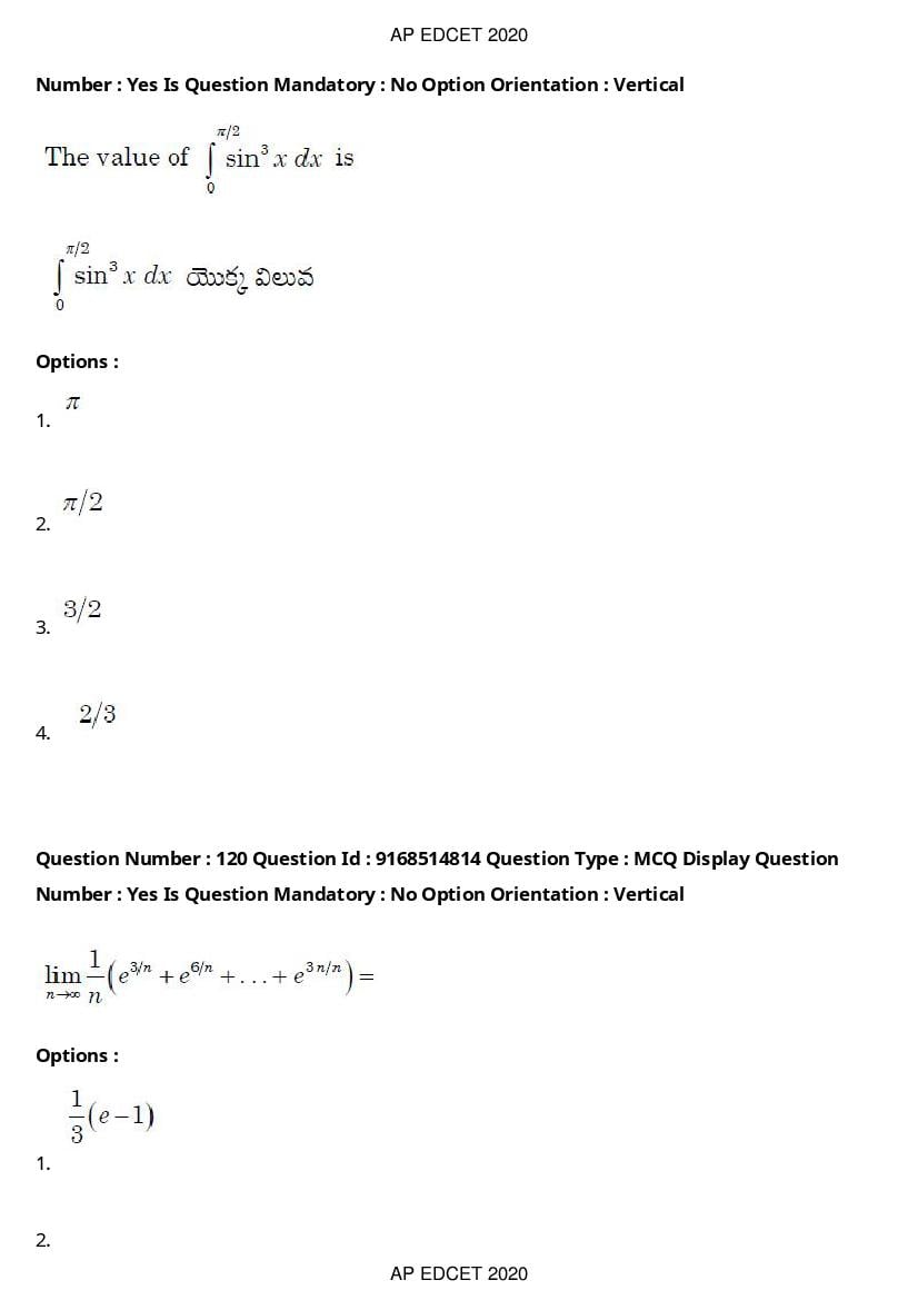 AP EdCET 2020 Question Paper PDF with Answer Keys (1 October)