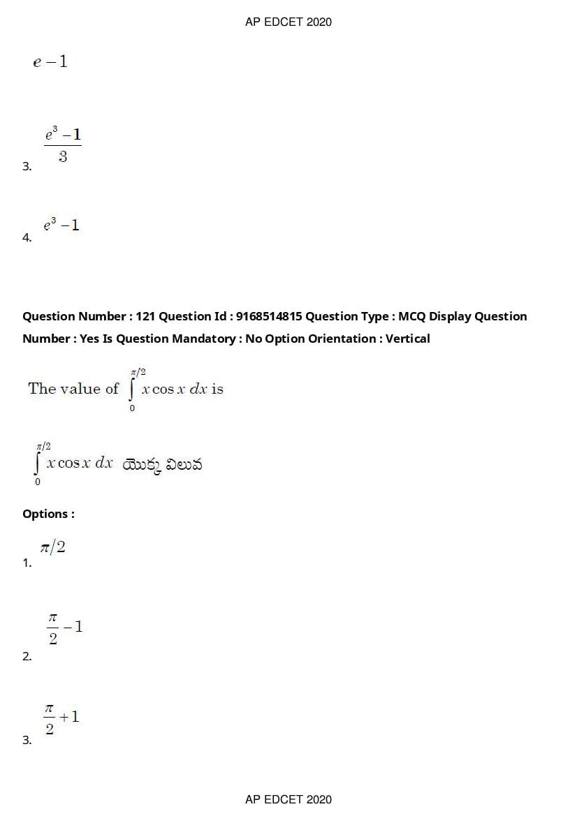 AP EdCET 2020 Question Paper PDF with Answer Keys (1 October)