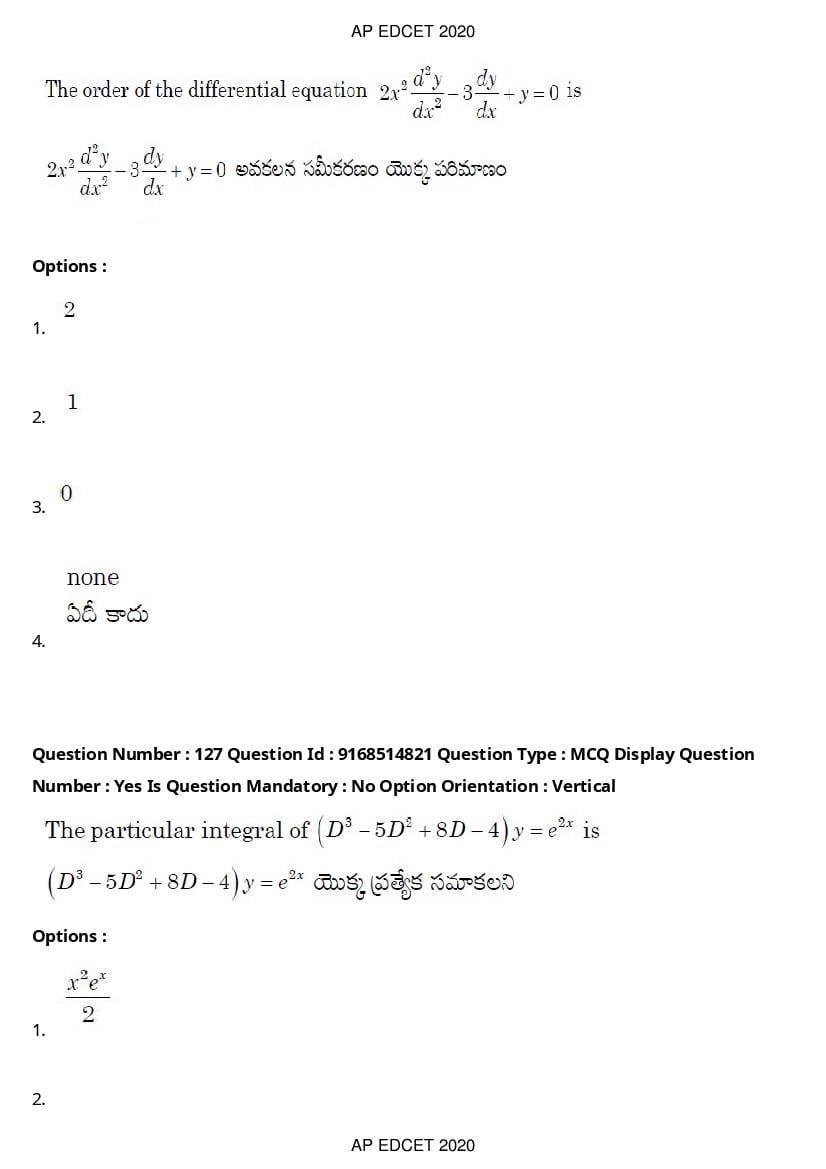 AP EdCET 2020 Question Paper PDF with Answer Keys (1 October)