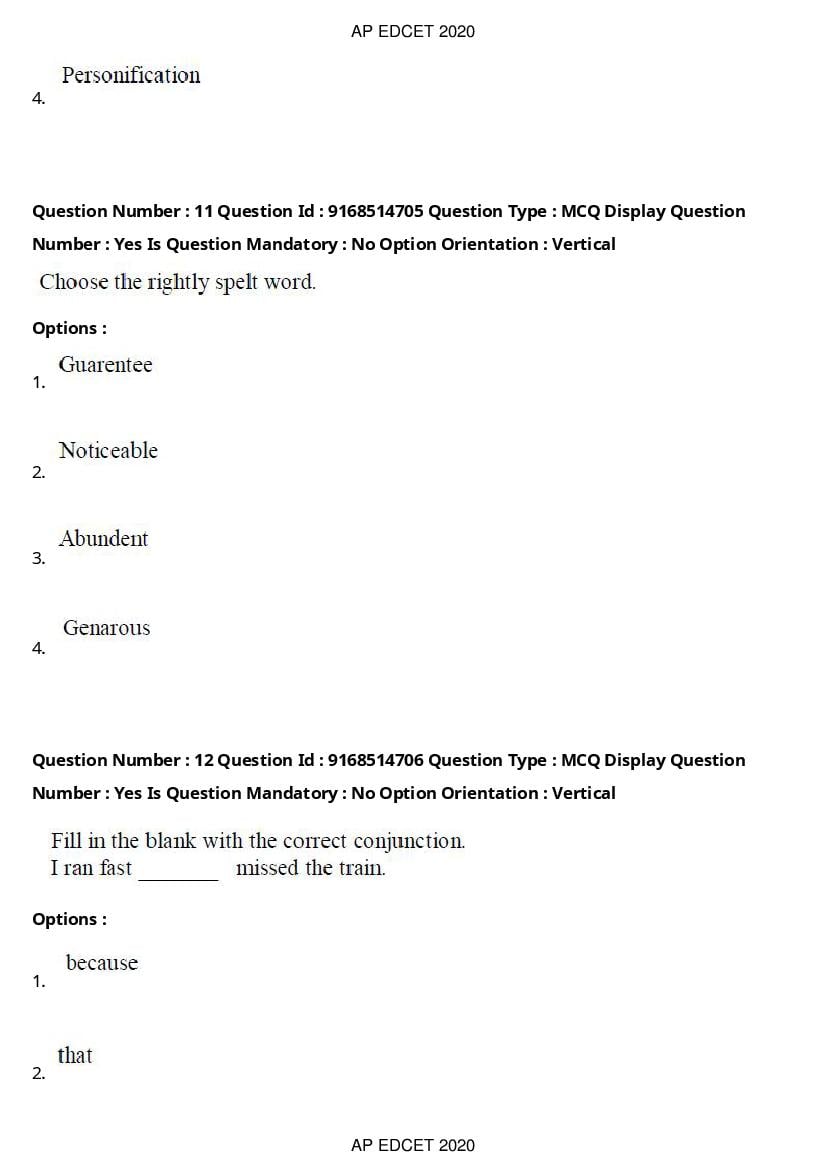 AP EdCET 2020 Question Paper PDF with Answer Keys (1 October)