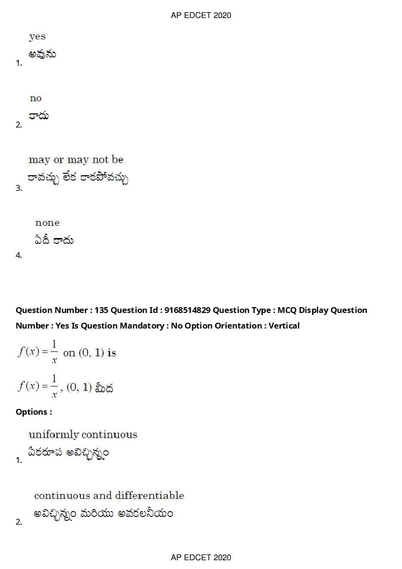 AP EdCET 2020 Question Paper PDF with Answer Keys (1 October)