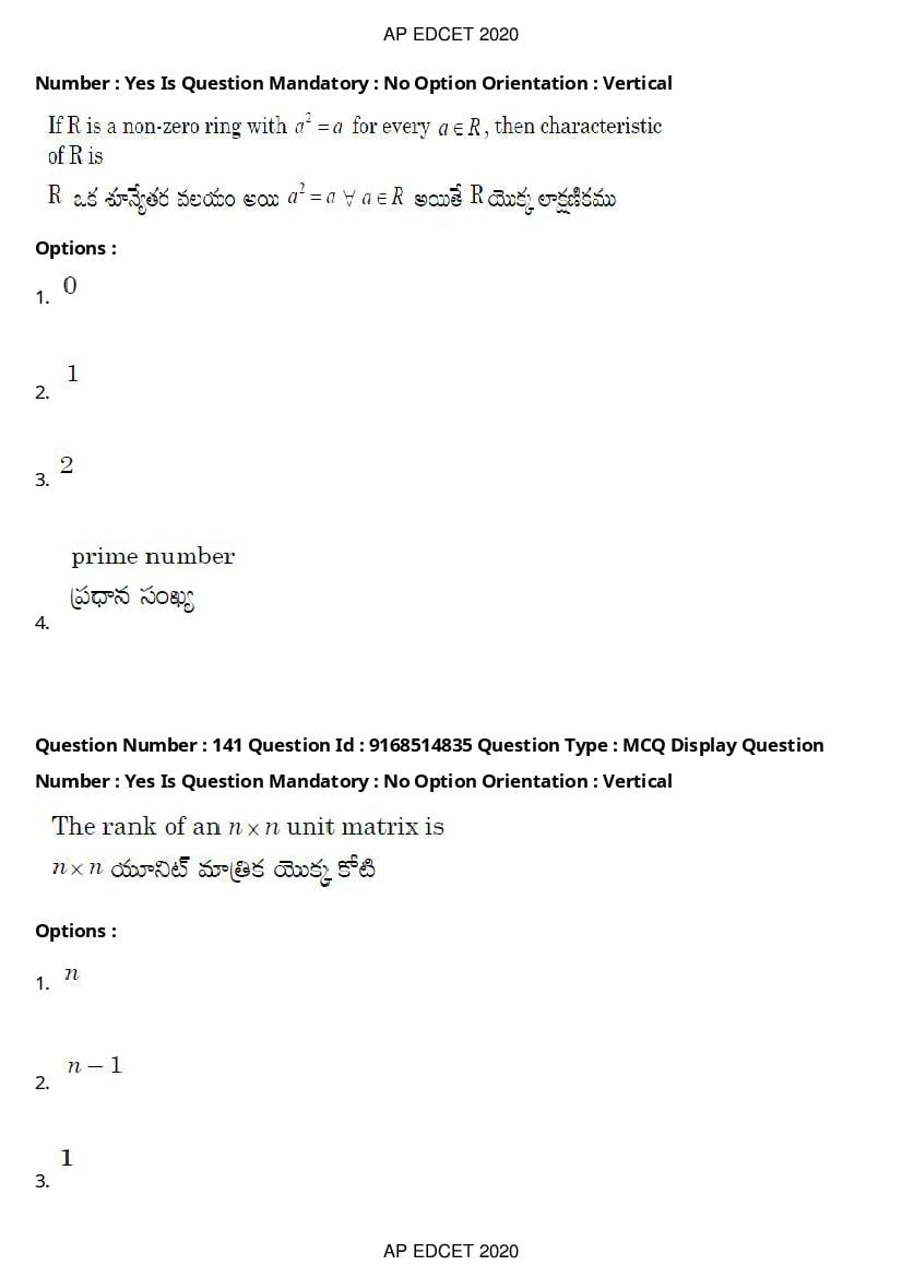 AP EdCET 2020 Question Paper PDF with Answer Keys (1 October)