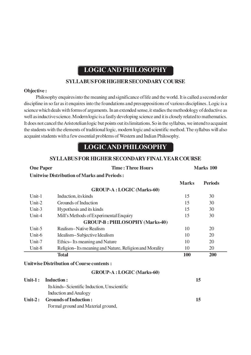 AHSEC 2nd Year Syllabus 2024 Logic And Philosophy - Page 1