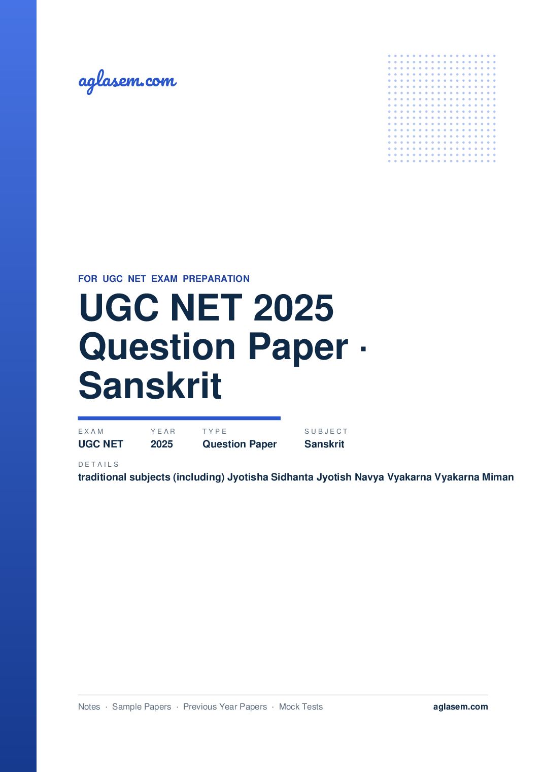 UGC NET 2025 Question Paper Sanskrit Traditional Subjects - Page 1 of 136