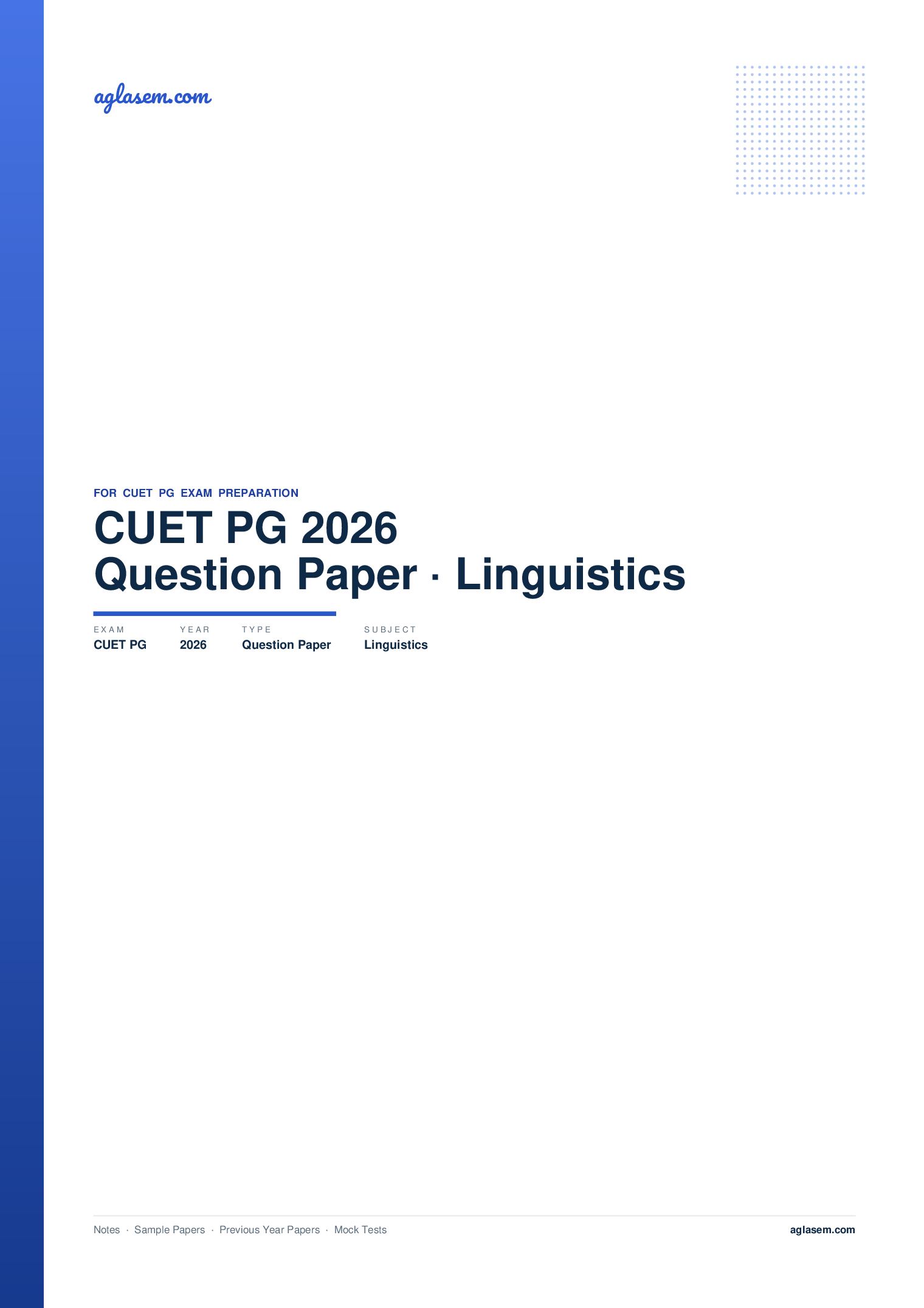 CUET PG 2026 Question Paper Linguistics - Page 1 of 28