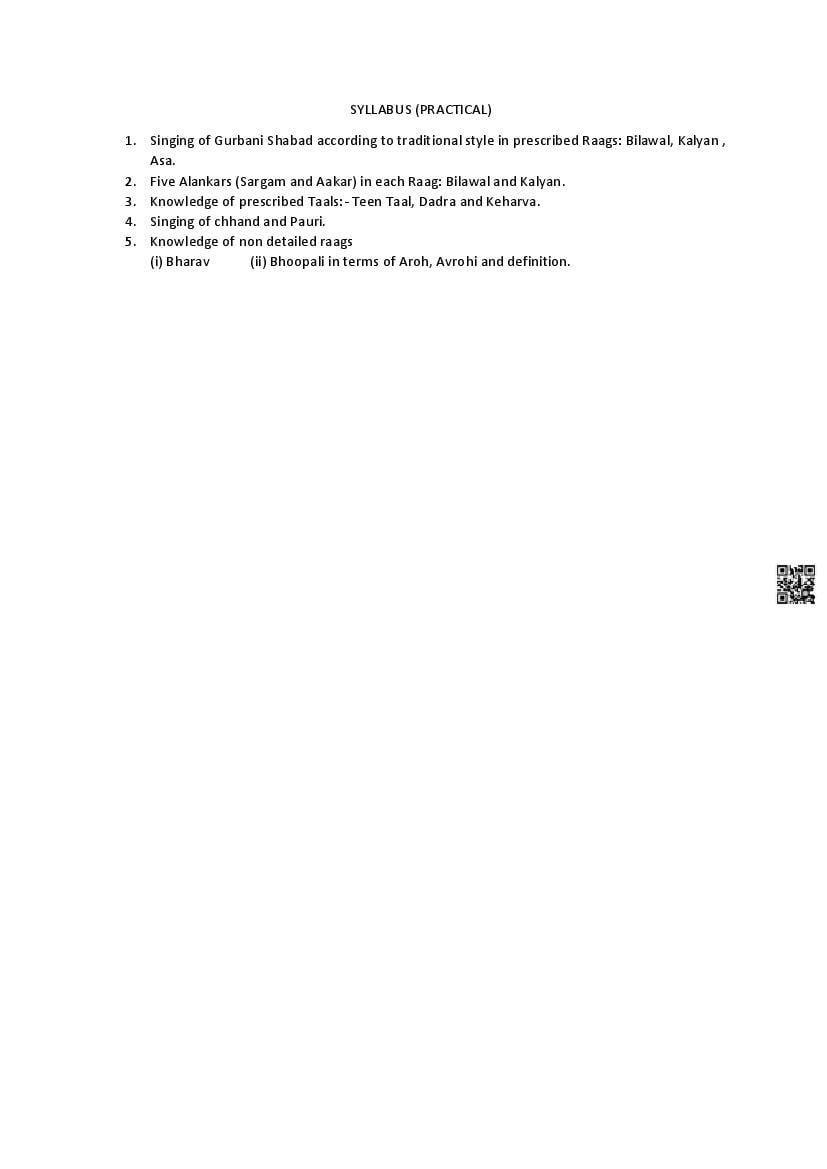 PSEB Class 11 Music Syllabus (PDF)