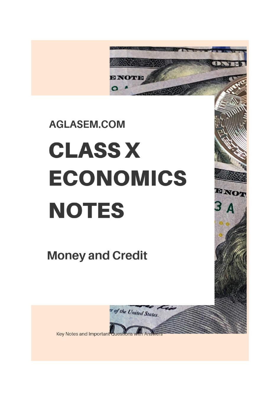 Class 10 Social Science Economics Notes for Money and Credit - Page 1