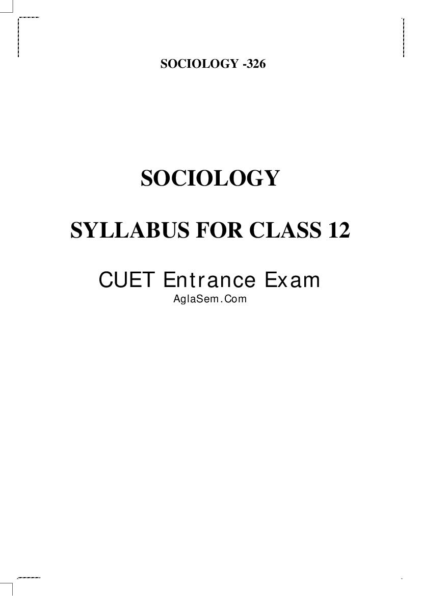 CUET 2022 Syllabus Sociology - Page 1
