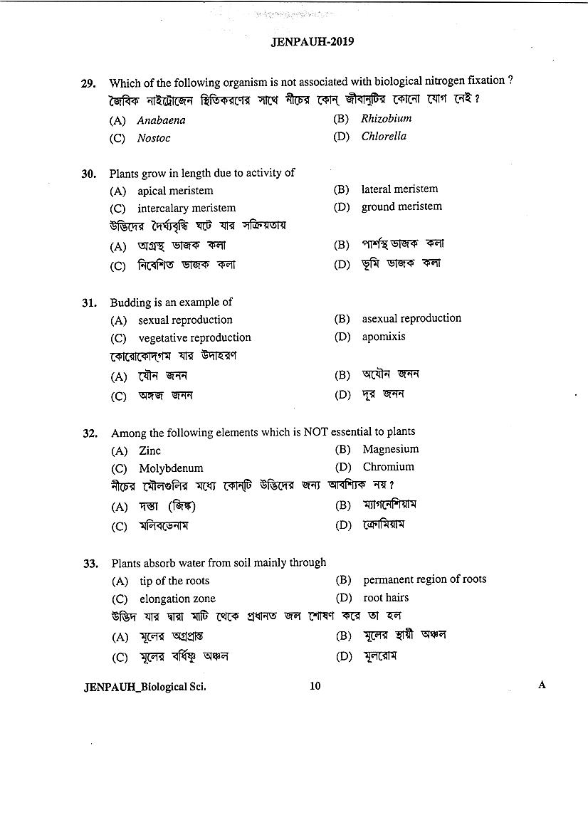 JENPAS UG 2019 Question Paper PDF (JENPAUH, 2 Papers)