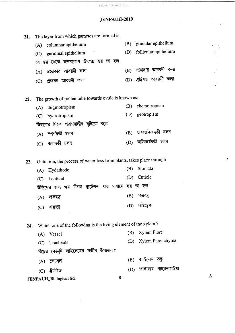 JENPAS UG 2019 Question Paper PDF (JENPAUH, 2 Papers)