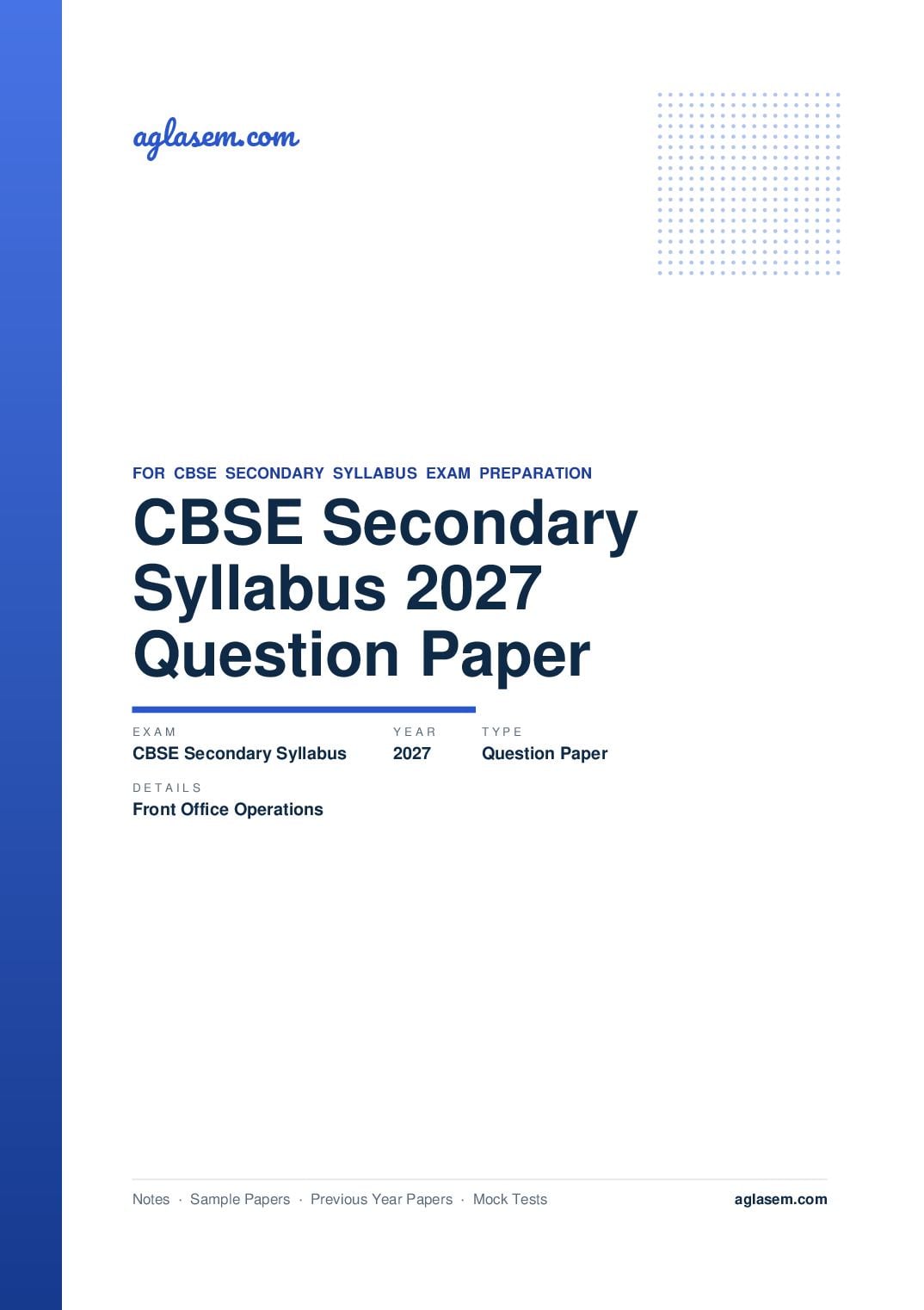 CBSE Secondary Syllabus 2027 Front Office Operations - Page 1 of 6