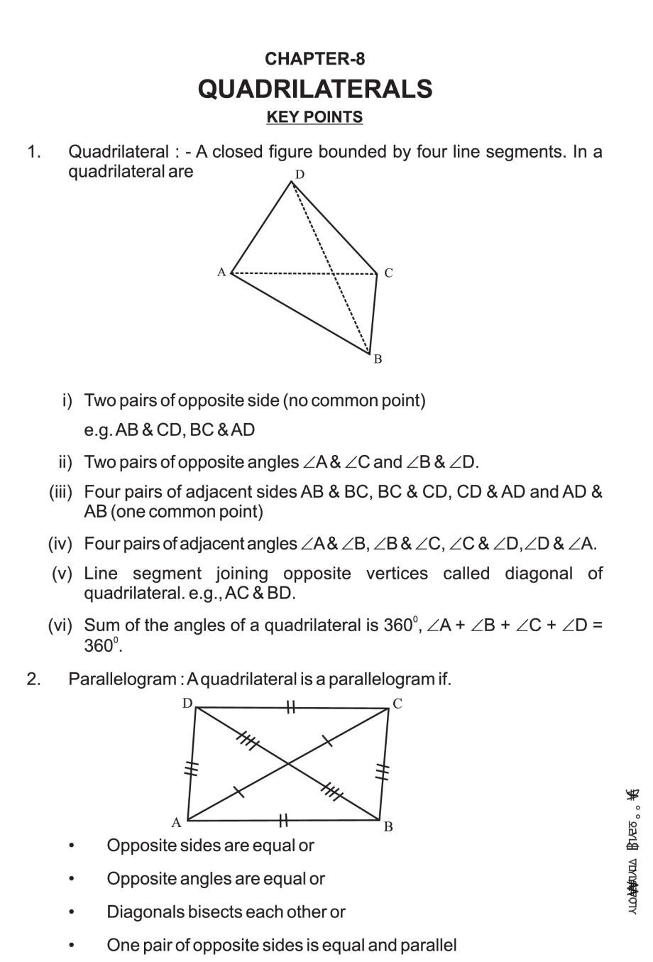 Class 9 Math Quadrilaterals Notes Important Questions Practice Paper