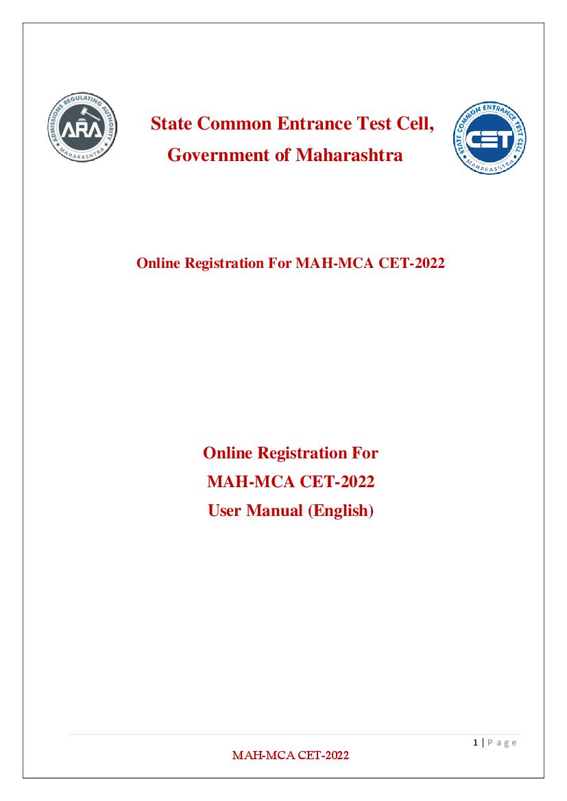MAH MCA CET 2022 User Manual - Page 1