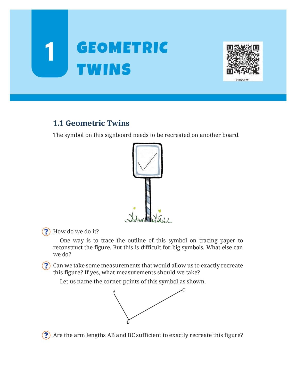 NCERT Book Class 7 Mathematics (Part II) Chapter 1 Geometric Twins - Page 1 of 23