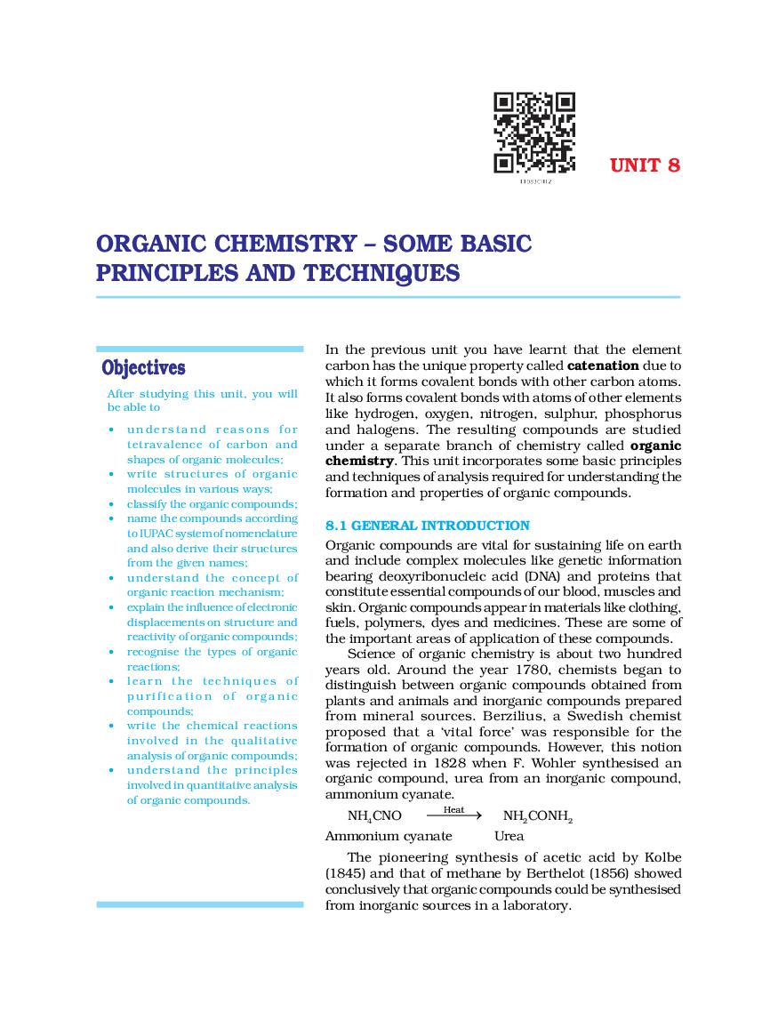 NCERT Book Class 11 Chemistry Chapter 8 Organic Chemistry- Some Basic Principles And Techniques - Page 1