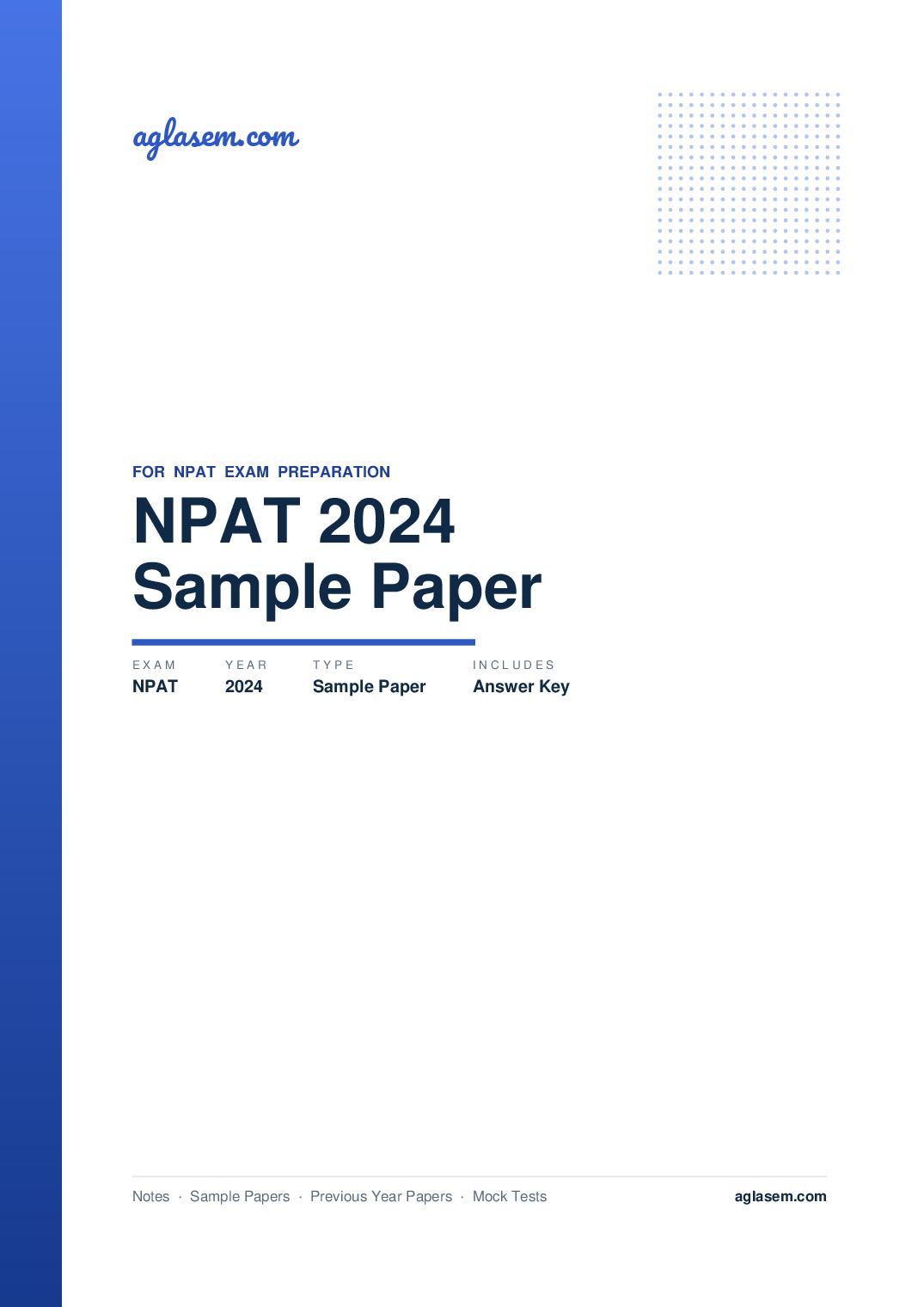 NPAT 2024 Sample Paper with Answer Key - Page 1 of 30