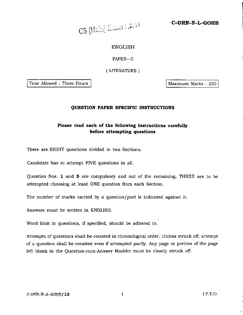UPSC IAS 2014 Question Paper for English Paper II - Page 1