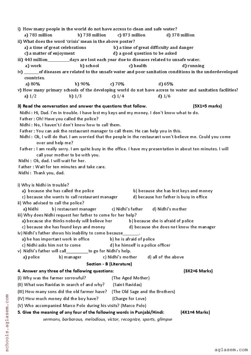 class 8 english book answers 2024