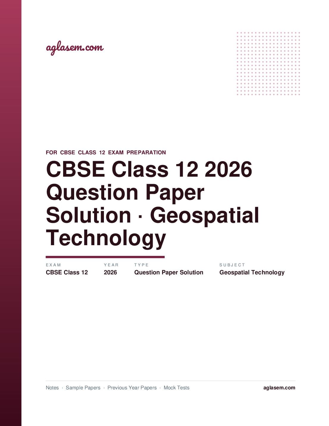 CBSE Class 12 Question Paper 2026 Solution Geospatial Technology - Page 1 of 8
