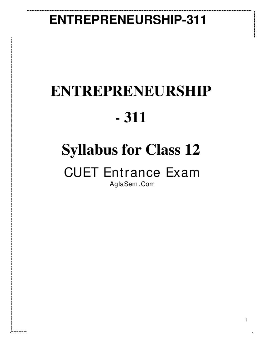 CUET 2022 Syllabus Entrepreneurship - Page 1