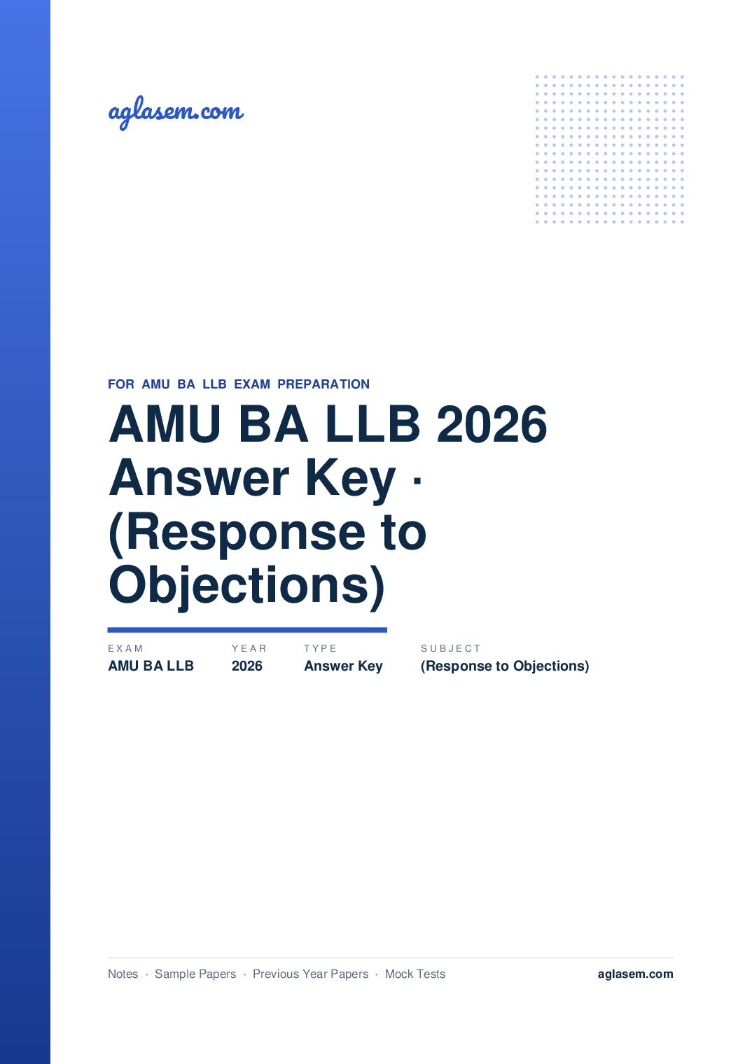 AMU BA LLB 2026 Answer Key (Response to Objections) - Page 1 of 2