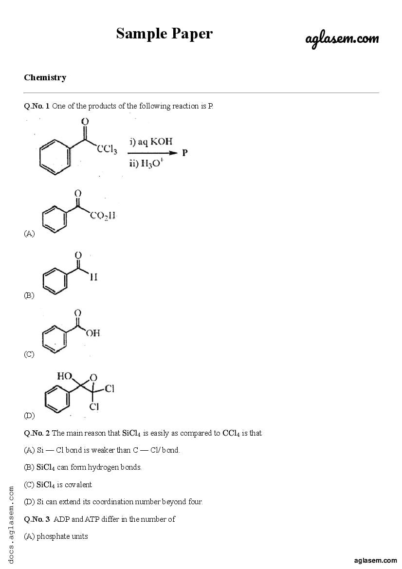 WBJEE 2023 Sample Paper Chemistry - Page 1