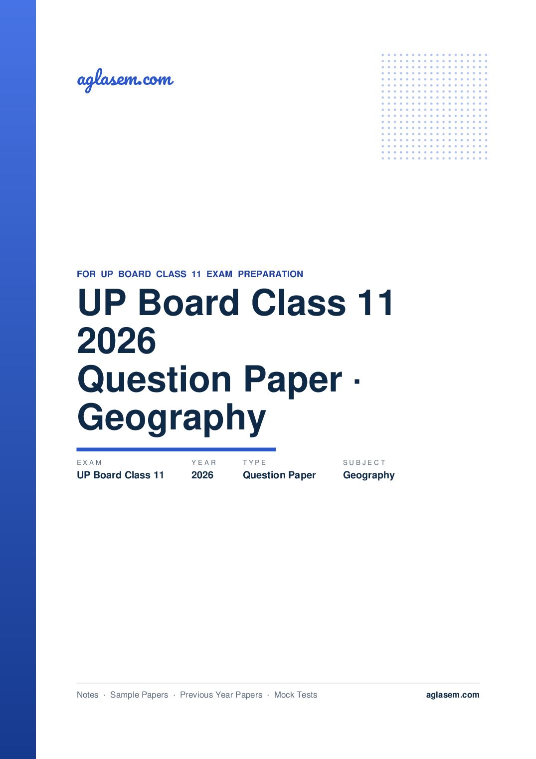 UP Board Class 11 Question Paper 2026 Geography - Page 1 of 3