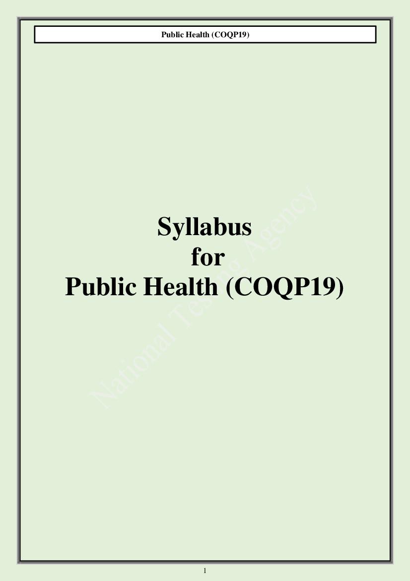 CUET PG 2024 Syllabus Public Health - Page 1